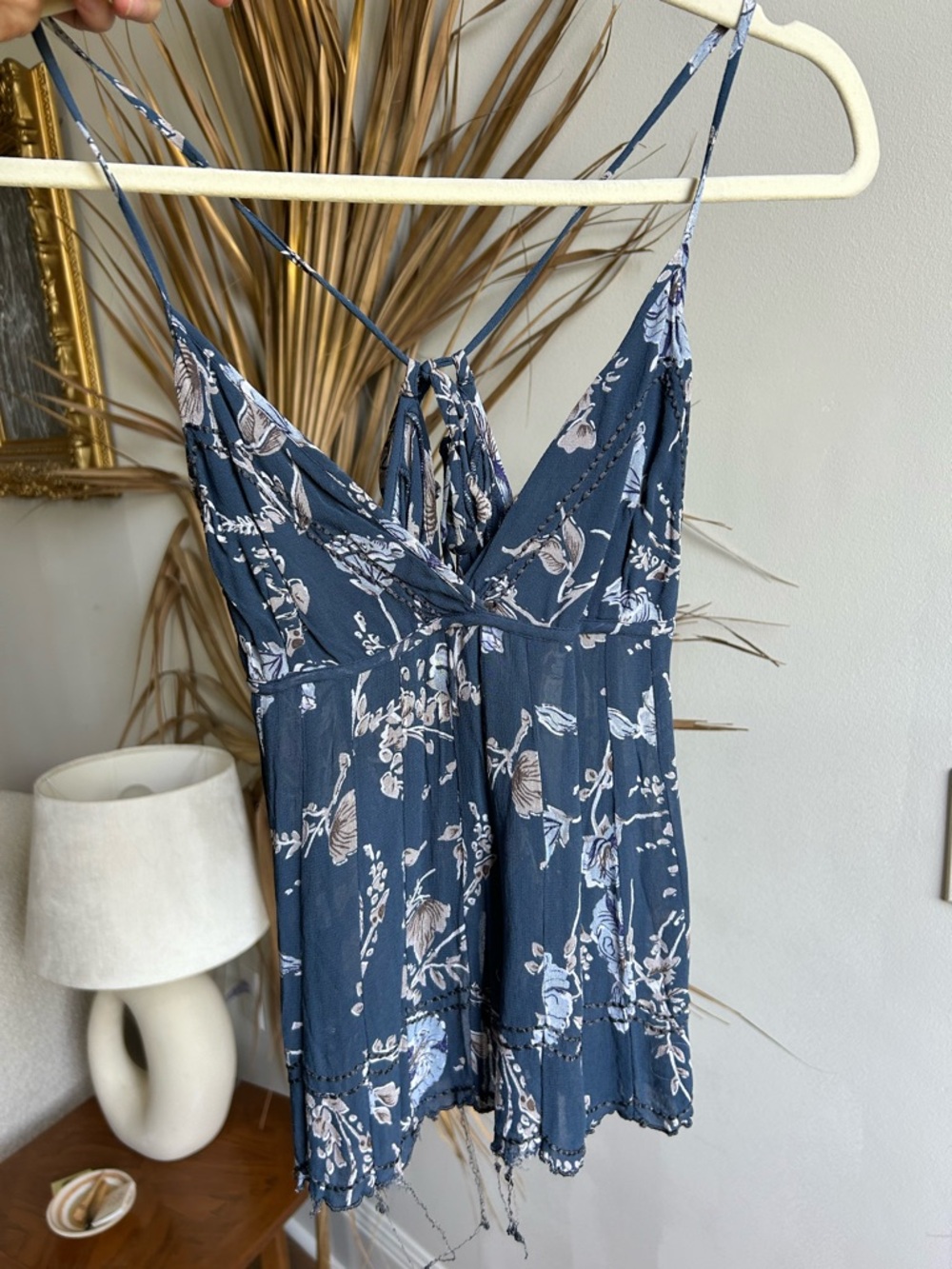 Chan Luu Navy Blue Floral Print Cami